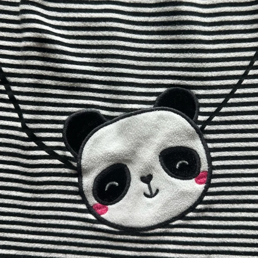 Gymboree Panda Black and White Striped Dress with Pink Trim Size 12-18 months